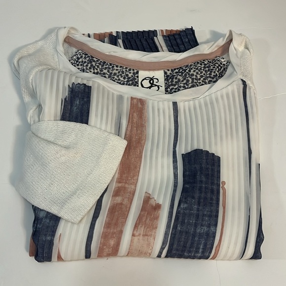 One September Pleat Front Top women’s M crew Neck 3/4 Sleeve Knit Sweater - Picture 10 of 11